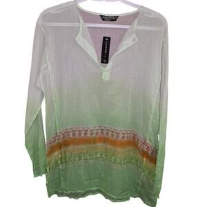 Chaudry KC‎ Sports Green Long Sleeve Blouse Tunic Small